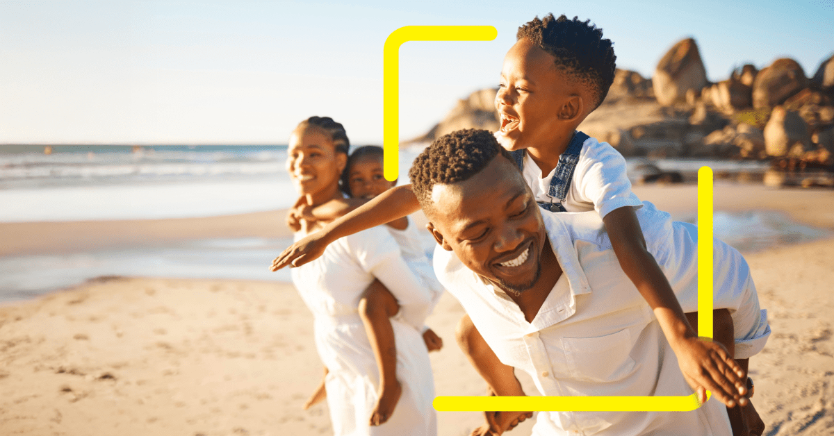 Family on the beach feeling relaxed about their legal health